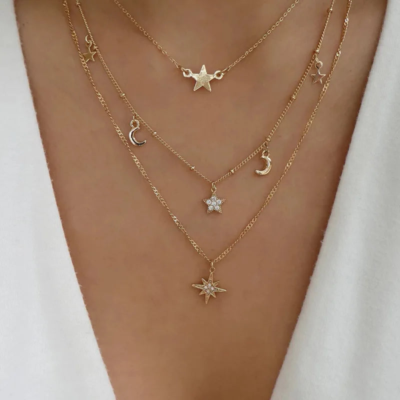 Multilayer Crystal Butterfly Heart Pendant Necklace for Women