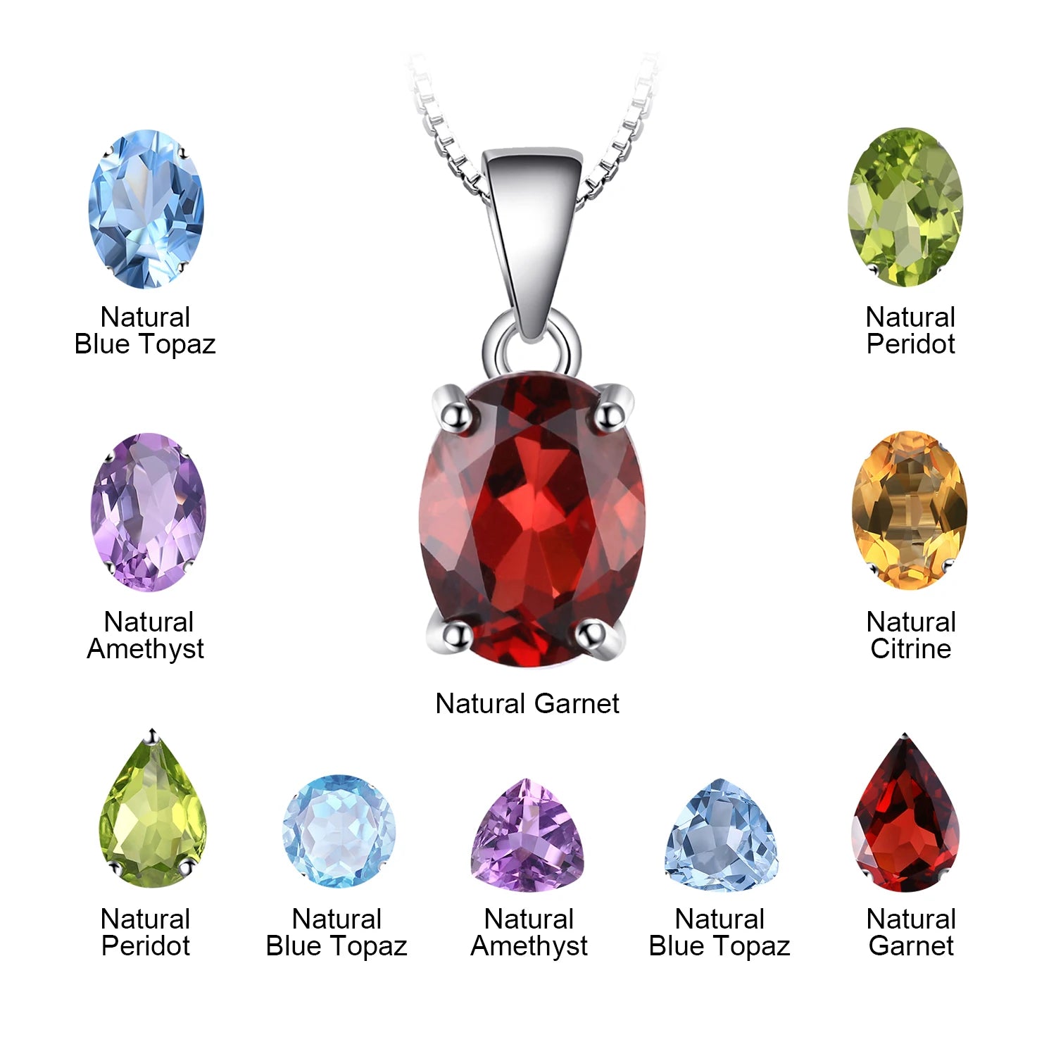 Multi-Gemstone Sterling Silver Pendant Necklace
