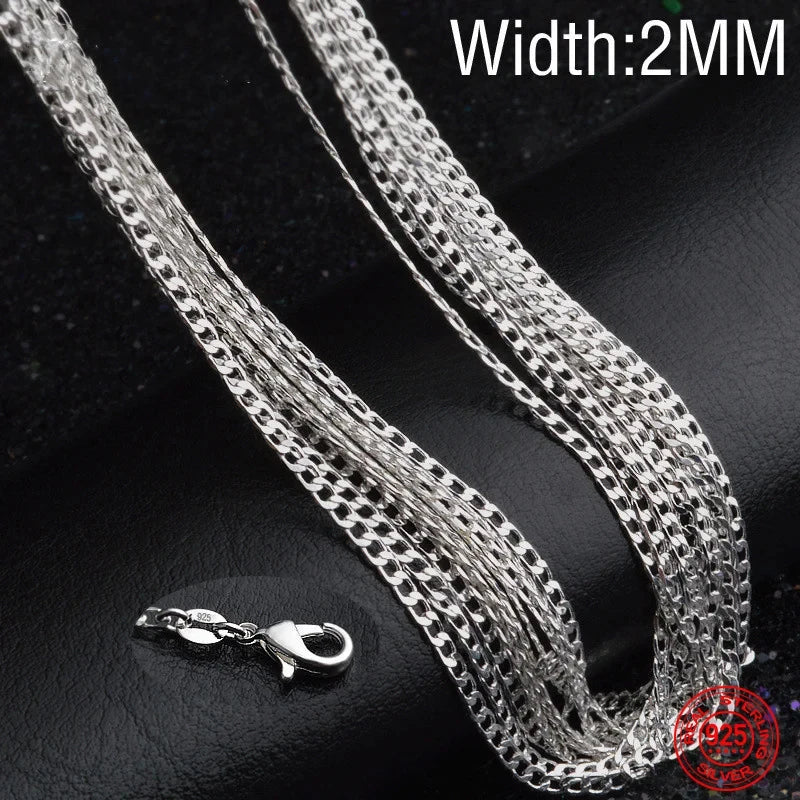 Sterling Silver Flat Chain Necklace for Women and Men – Fashion Jewelry Gift