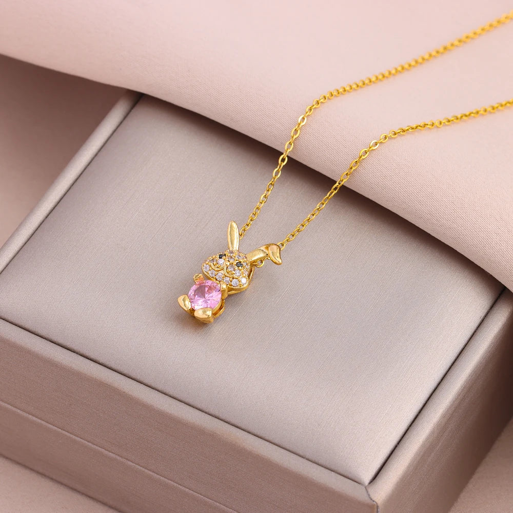Gold Plated Stainless Steel Necklace for Women – Pendant Clavicle Chain