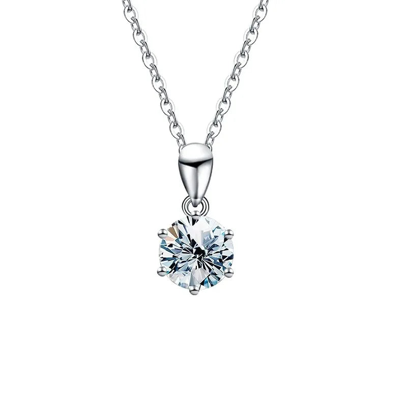 Moissanite Diamond Necklace – Sterling Silver for Women