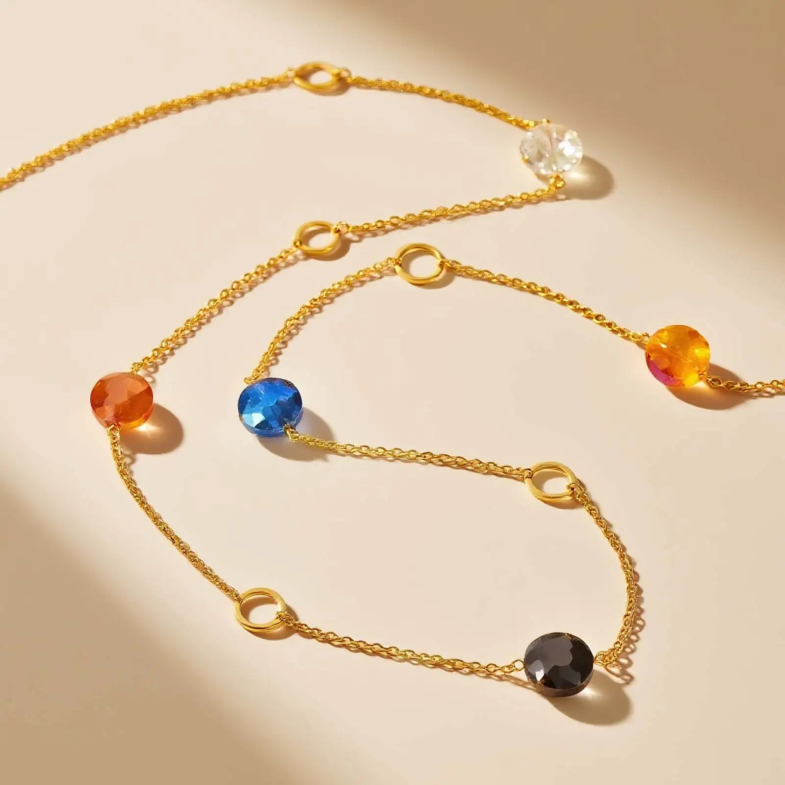 Geometric Beaded Long Layered Stainless Steel Necklace for Women