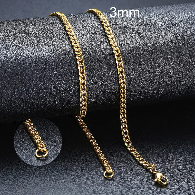 Cuban Chain Necklace for Men & Women – Gold Stainless Steel Curb Choker