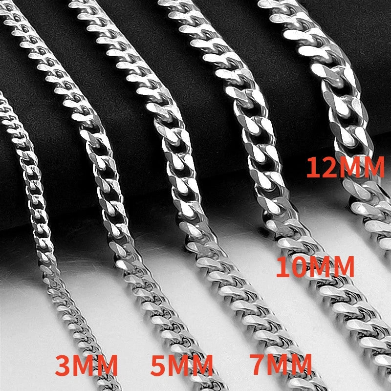 Unisex Stainless Steel Cuban Link Necklace Punk Goth Jewelry