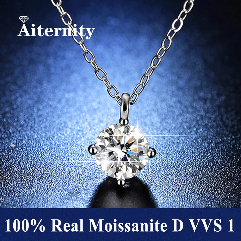 1ct Moissanite Square Necklace – 925 Silver, Trendy & Elegant