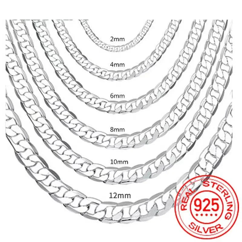 Men’s 925 Sterling Silver Face Chain Necklace with Lobster Clasp