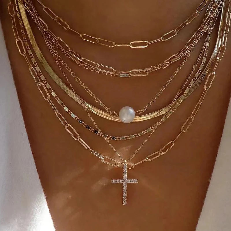 Multilayer Crystal Butterfly Heart Pendant Necklace for Women