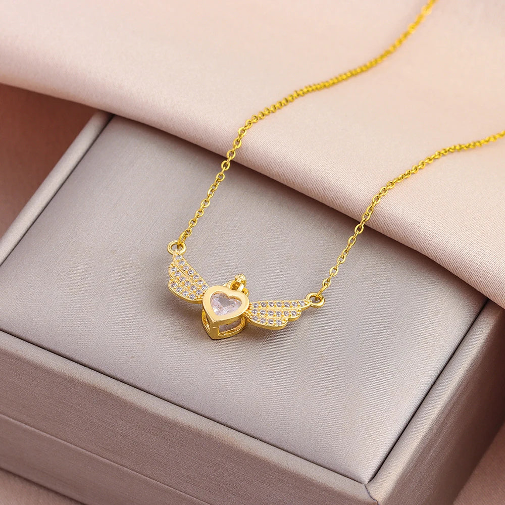 Luxury Zircon Crystal Pendant Necklace – Korean Fashion for Women
