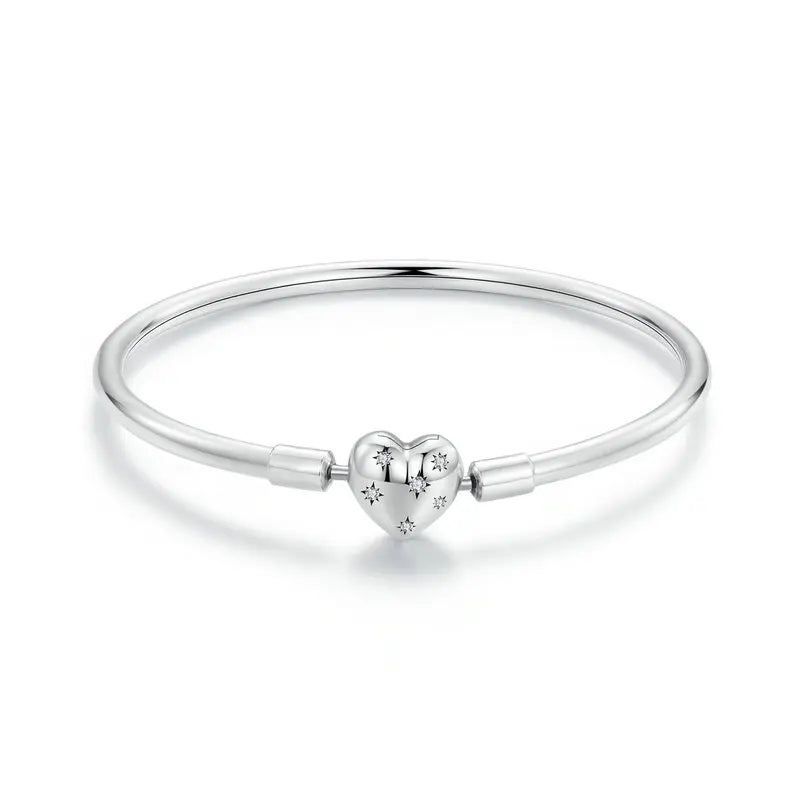 Sterling Silver Starry Zircon Love Bracelet for Women