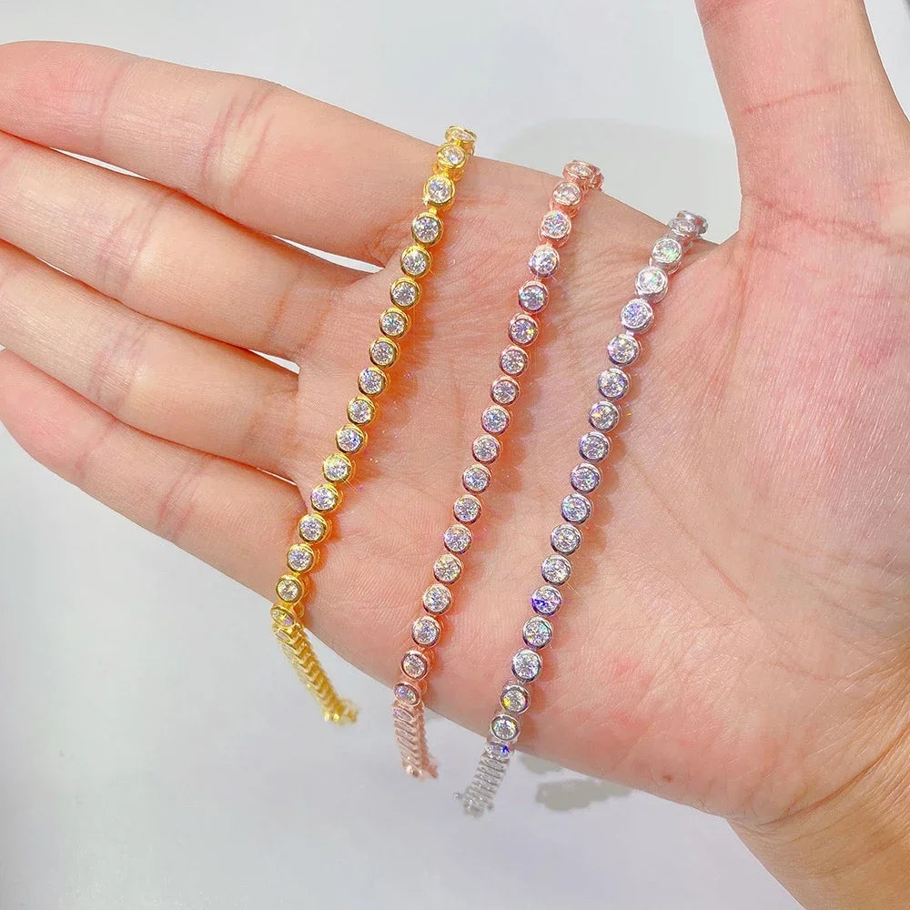 Moissanite Tennis Bracelet Sterling Silver Gold Plated
