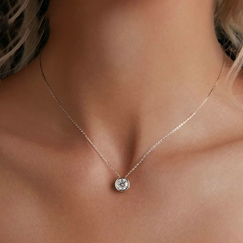 1CT Moissanite Pendant Necklace – D VVS1, 925 Silver, Minimalist Jewelry