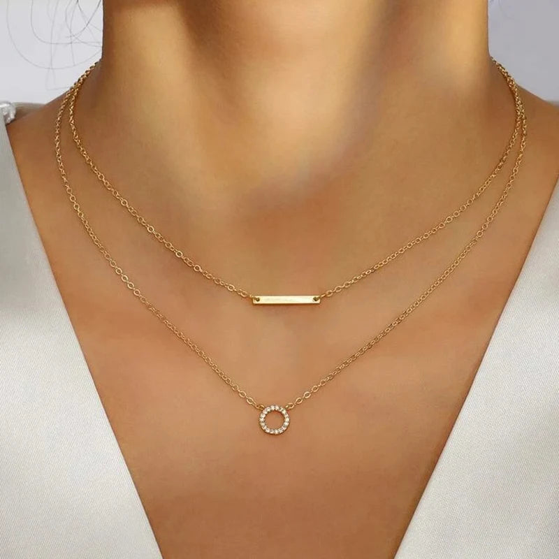 Multilayer Crystal Butterfly Heart Pendant Necklace for Women