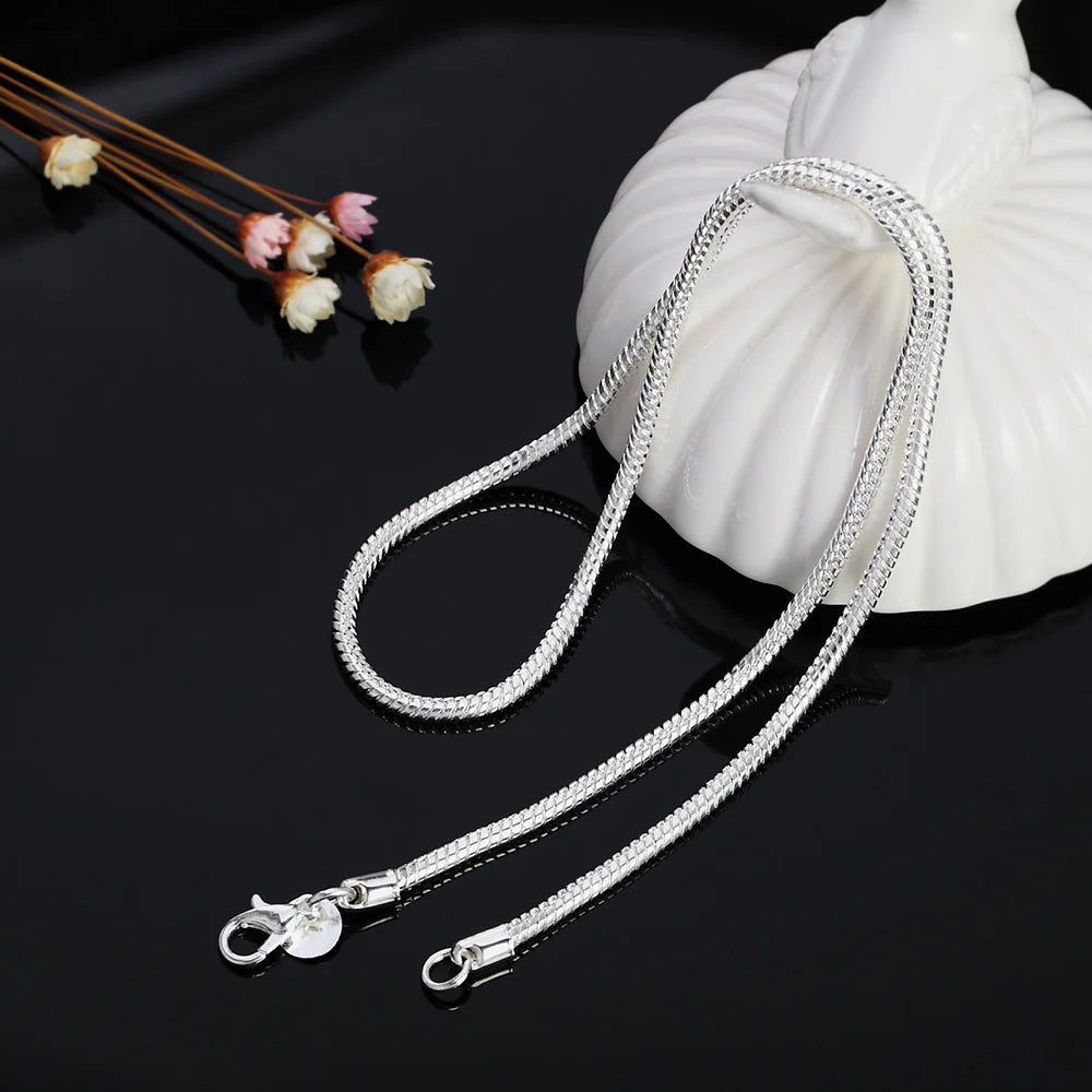 Sterling Silver Solid Snake Chain Necklace for Men & Women Pendant Jewelry