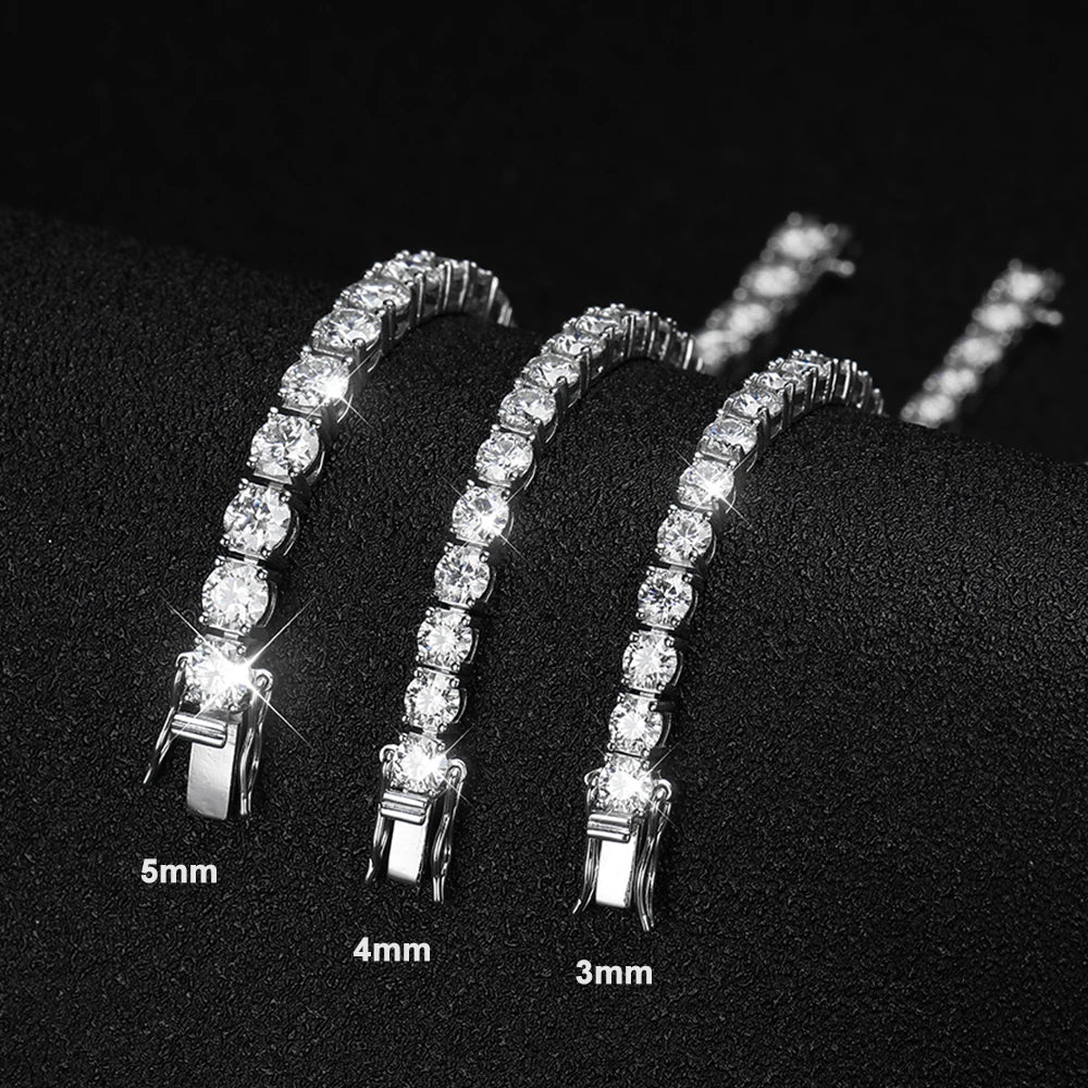Moissanite Tennis Bracelet – 18k White Gold Silver GRA