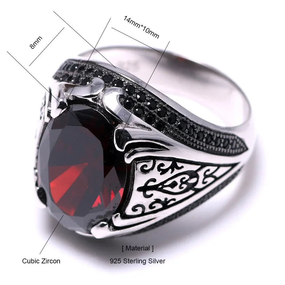 Luxury Turkish Silver Ring with Zircon Stone – Vintage Style