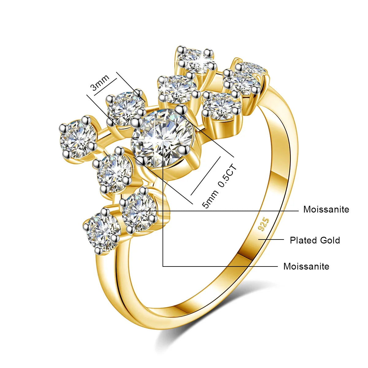 Luxury Moissanite Infinity Engagement Ring and Silver Wedding Band for Women