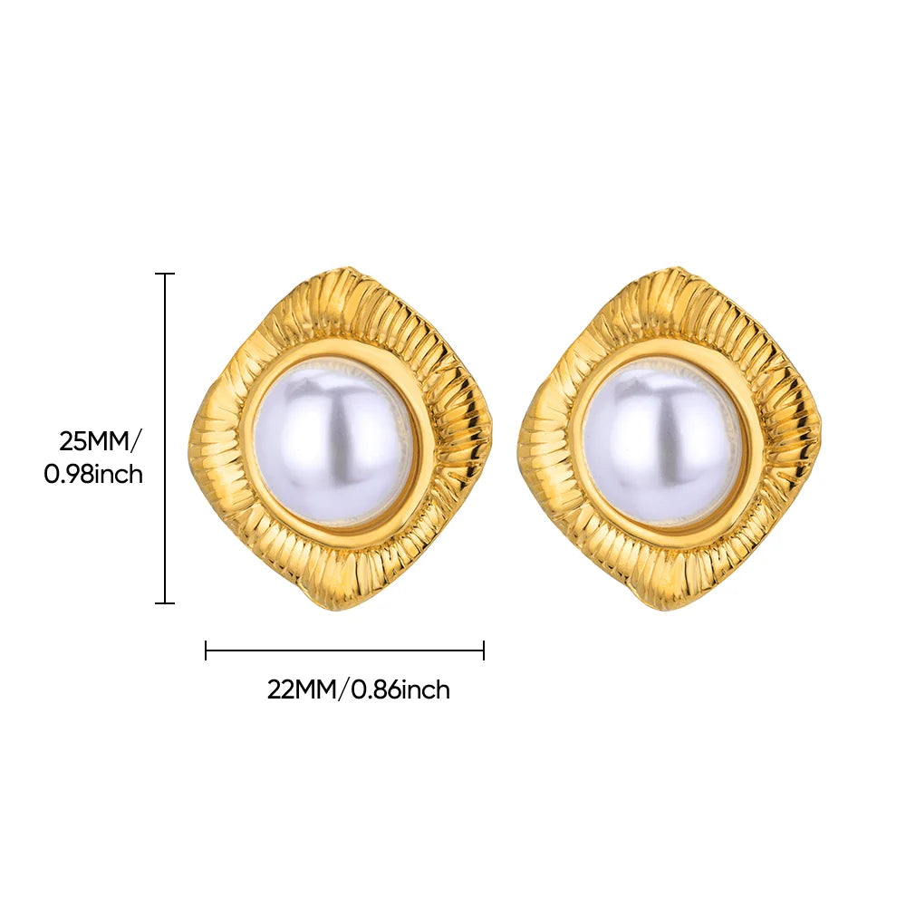 Baroque Pearl Circle Earrings for Women – Vintage Punk Clip-On