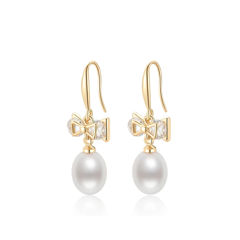 Butterfly Bow Pearl Dangle Earrings for Women Luxury Jewelry Gift