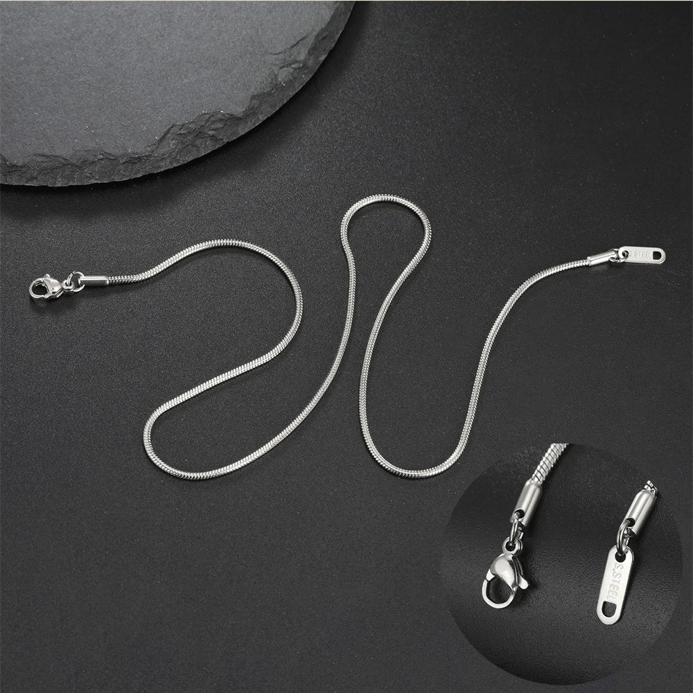 Unisex Stainless Steel Round Snake Chain Necklace – Fashion Jewelry