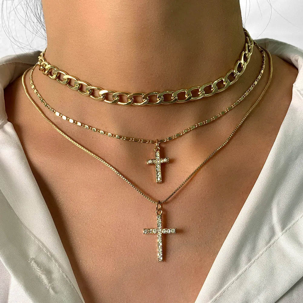 Multilayer Crystal Butterfly Heart Pendant Necklace for Women