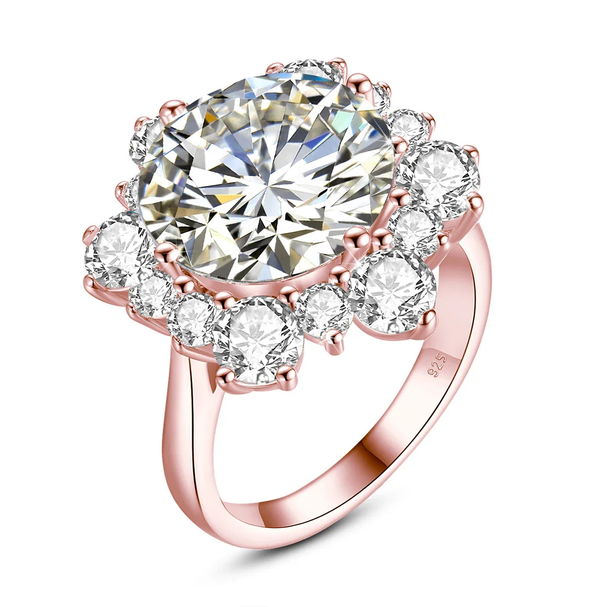 Luxury Moissanite Round Flower Engagement and Wedding Ring