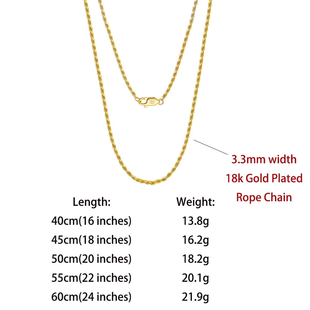 Gold Plated Sterling Silver Diamond-Cut Rope Necklace