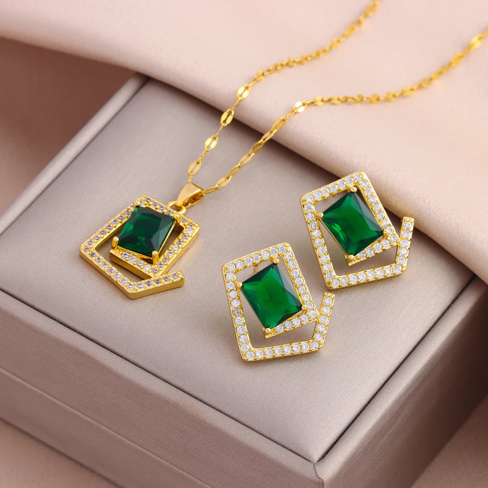 Gold-Plated Necklace & Earrings Set – Women’s Trendy Jewelry