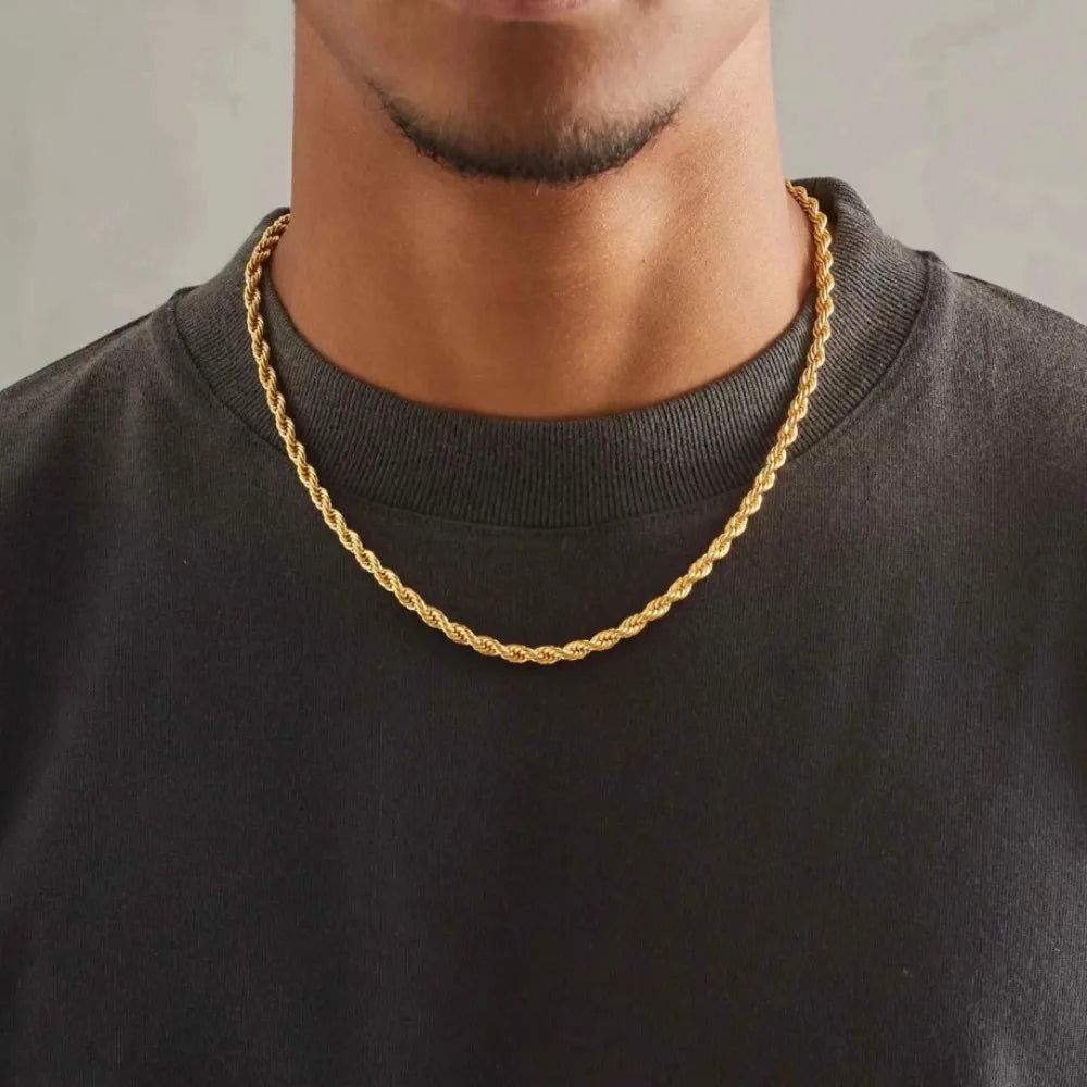 Gold Rope Chain Necklace for Women and Men – Fashion Wedding Jewelry Gift