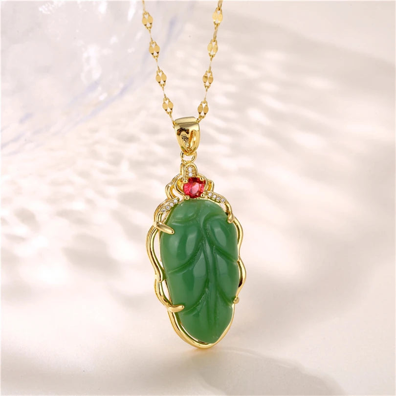Trendy Green Zircon Pendant Necklace for Women