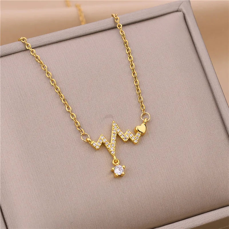 Pendant Stainless Steel Necklace – Korean Fashion for Women