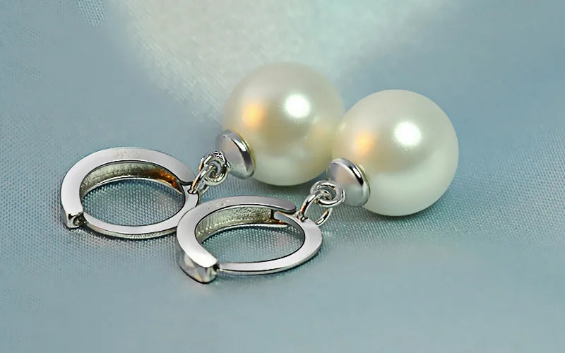 Freshwater Pearl Sterling Silver Crystal Earrings for Women Wedding Party Gift