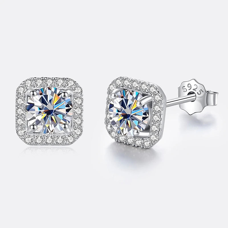 Premium Moissanite Diamond Stud Earrings for Women Sterling Silver