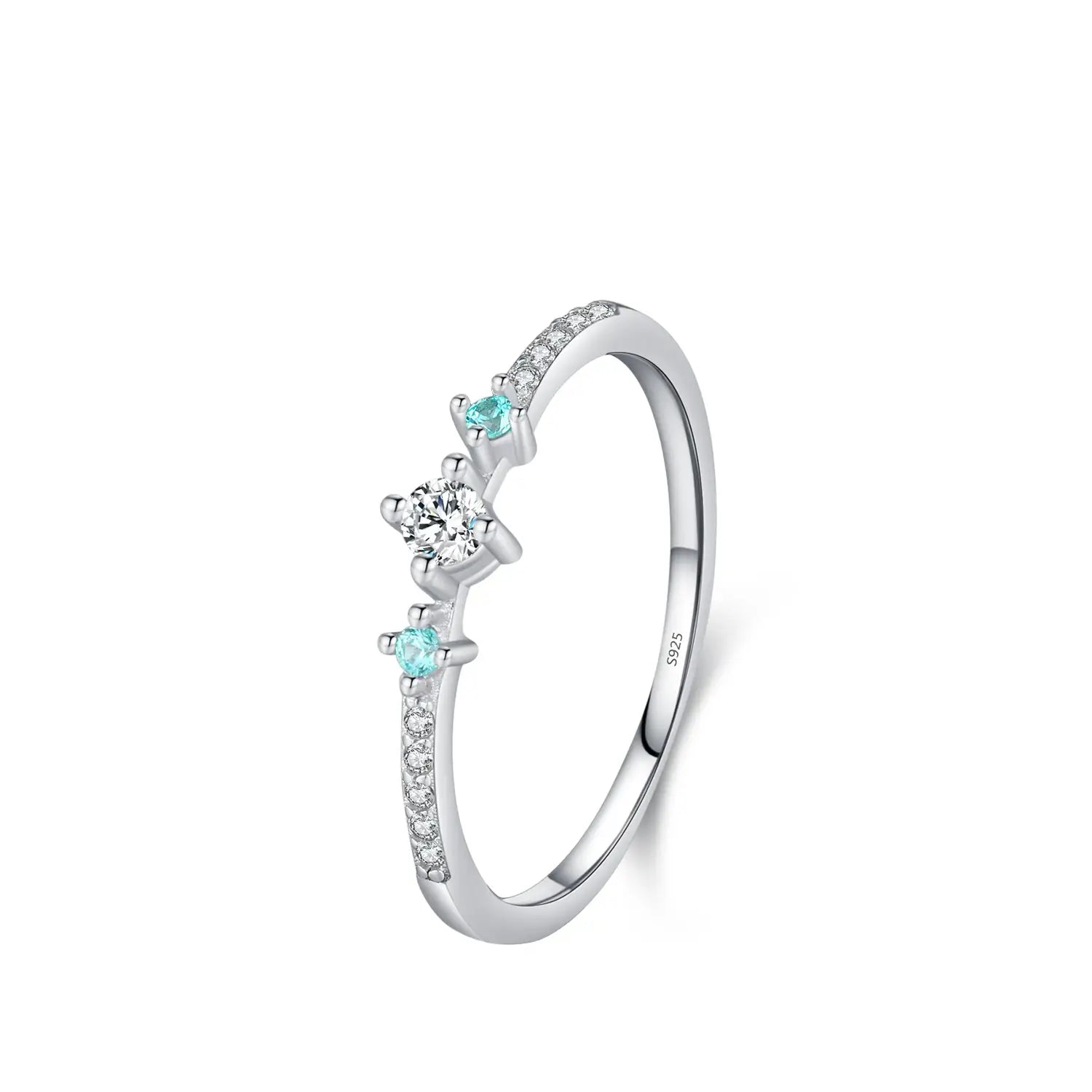 Mint Green Paraiba CZ Eternity Ring – Sterling Silver Stackable Band