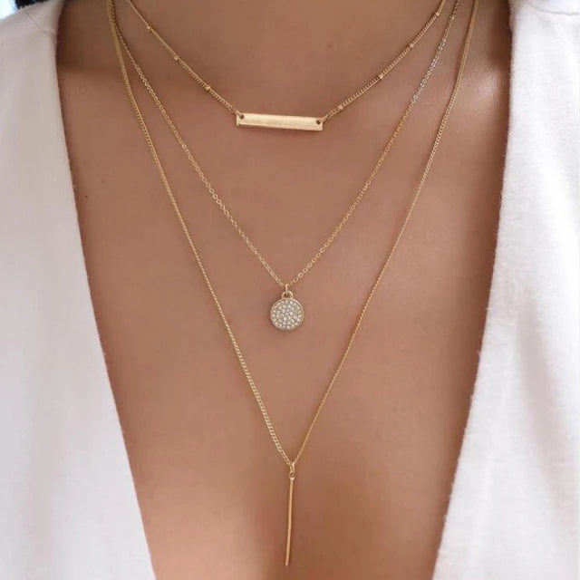 Multilayer Crystal Butterfly Heart Pendant Necklace for Women