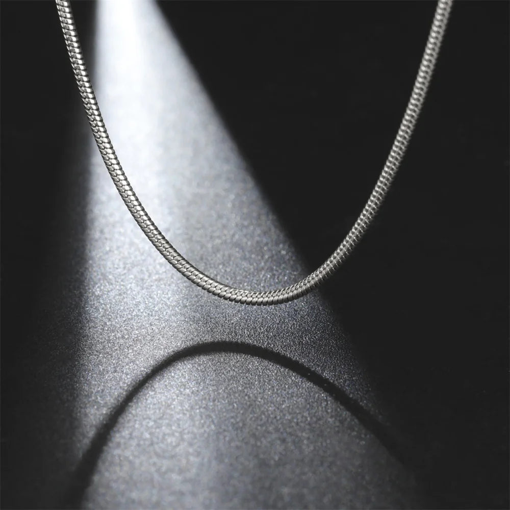 Unisex Stainless Steel Round Snake Chain Necklace – Fashion Jewelry