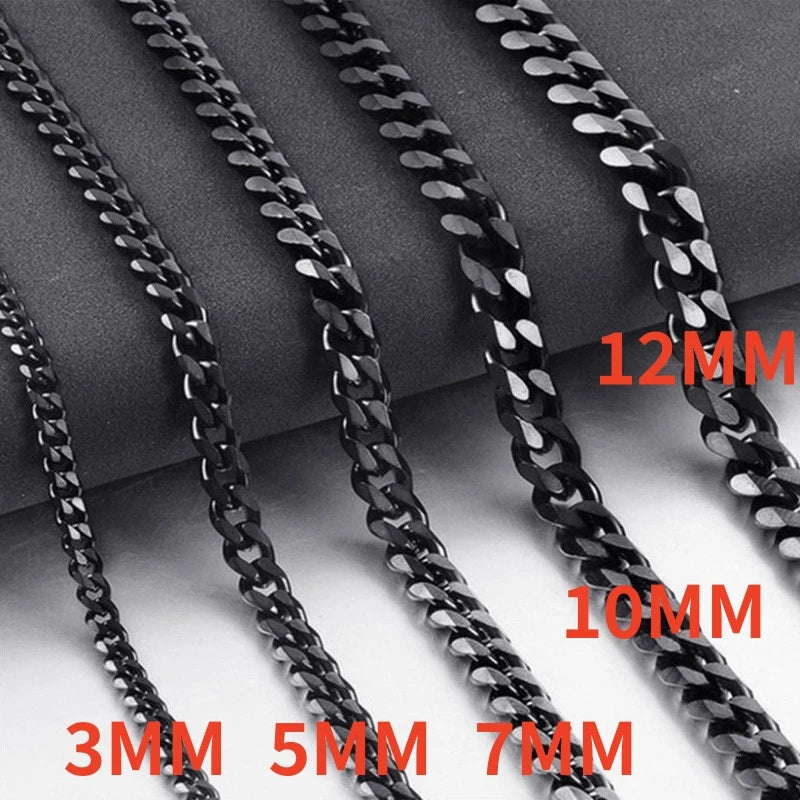 Unisex Stainless Steel Cuban Link Necklace Punk Goth Jewelry