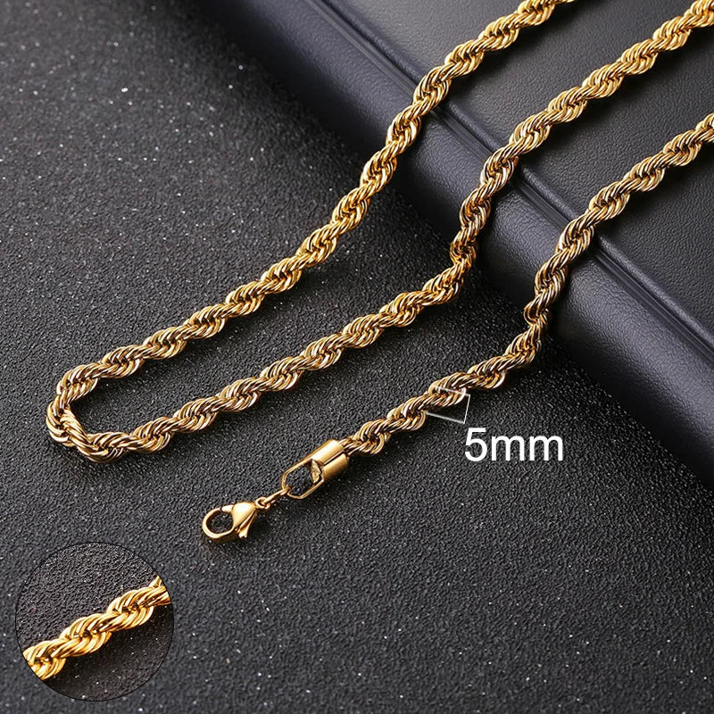 Cuban Chain Necklace for Men & Women – Gold Stainless Steel Curb Choker