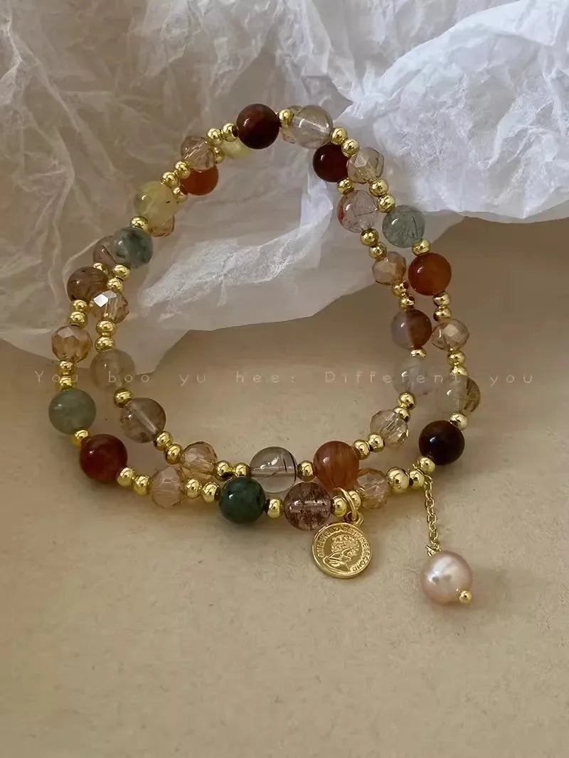 Luxury Natural Stone Pearl Beaded Bracelet Set Bohemia Crystal Jewelry