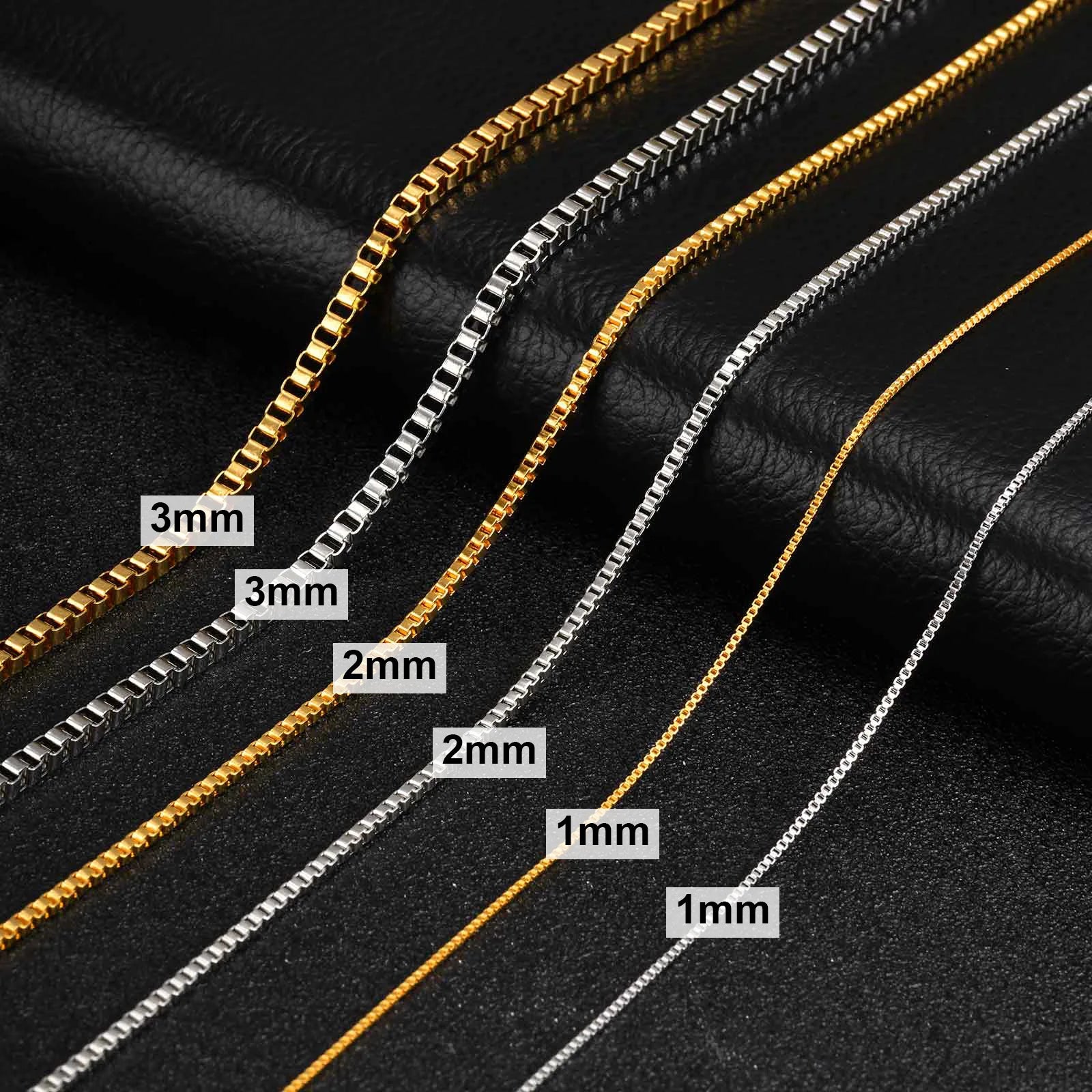 Unisex Stainless Steel Square Box Chain Necklace – Men & Women Jewelry Gift