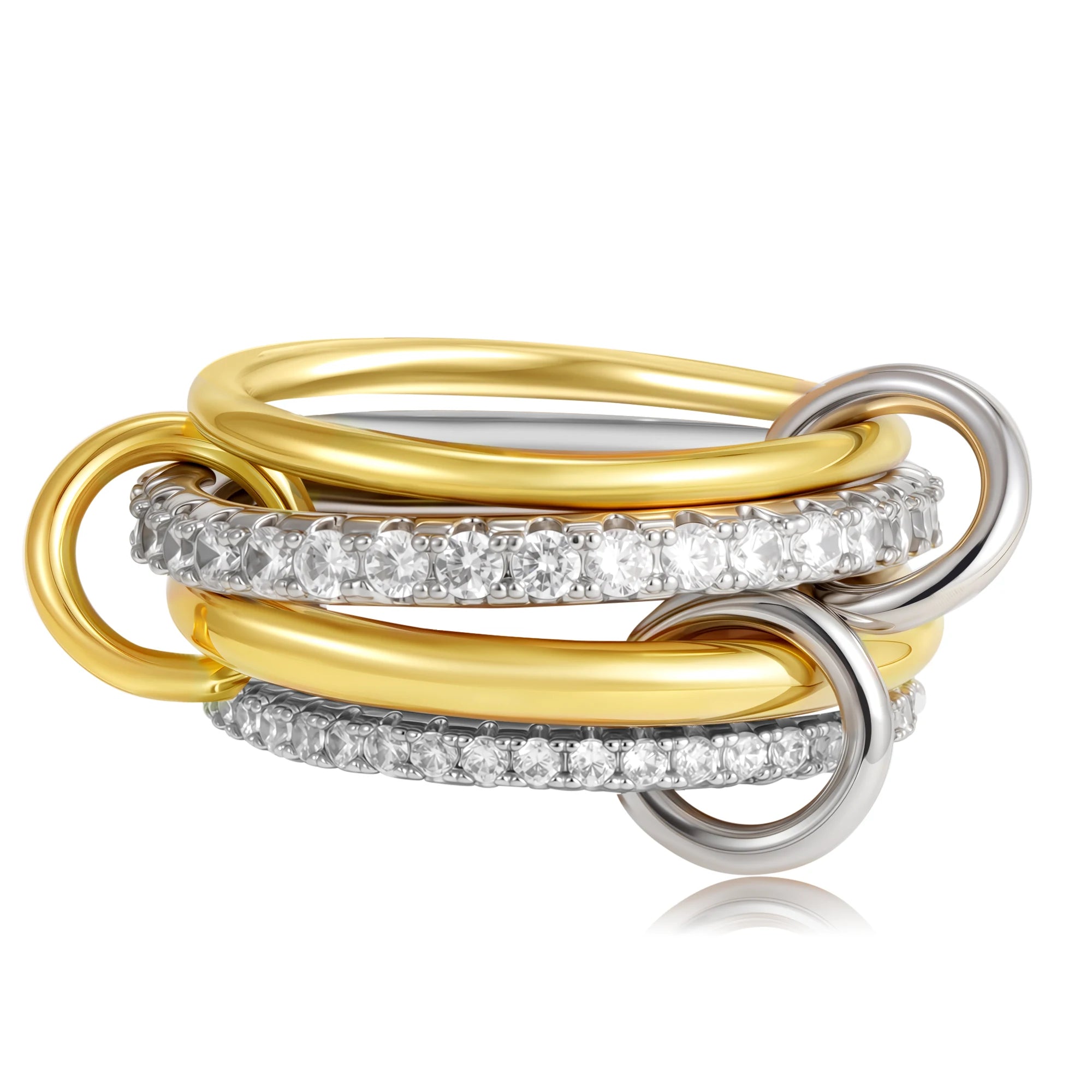 Luxury Gold Plated Cubic Zirconia Stackable Rings Set for Women