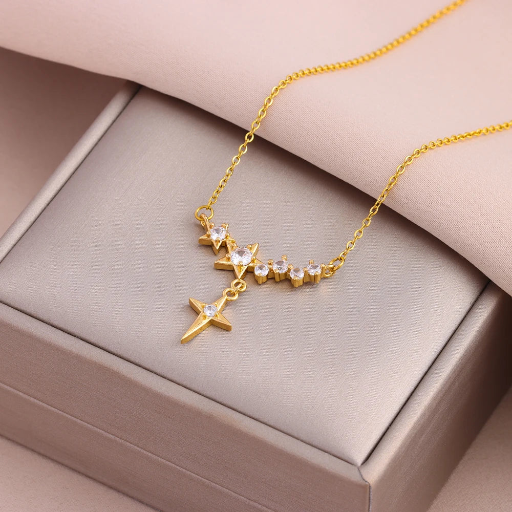 Gold Plated Stainless Steel Necklace for Women – Pendant Clavicle Chain