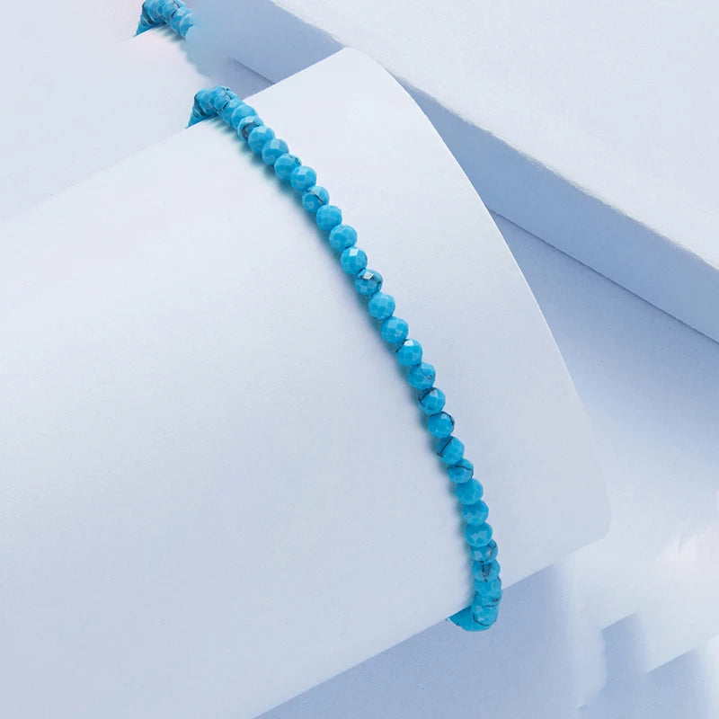 Dainty Sterling Silver Turquoise Bracelet – Adjustable Birthstone Jewelry