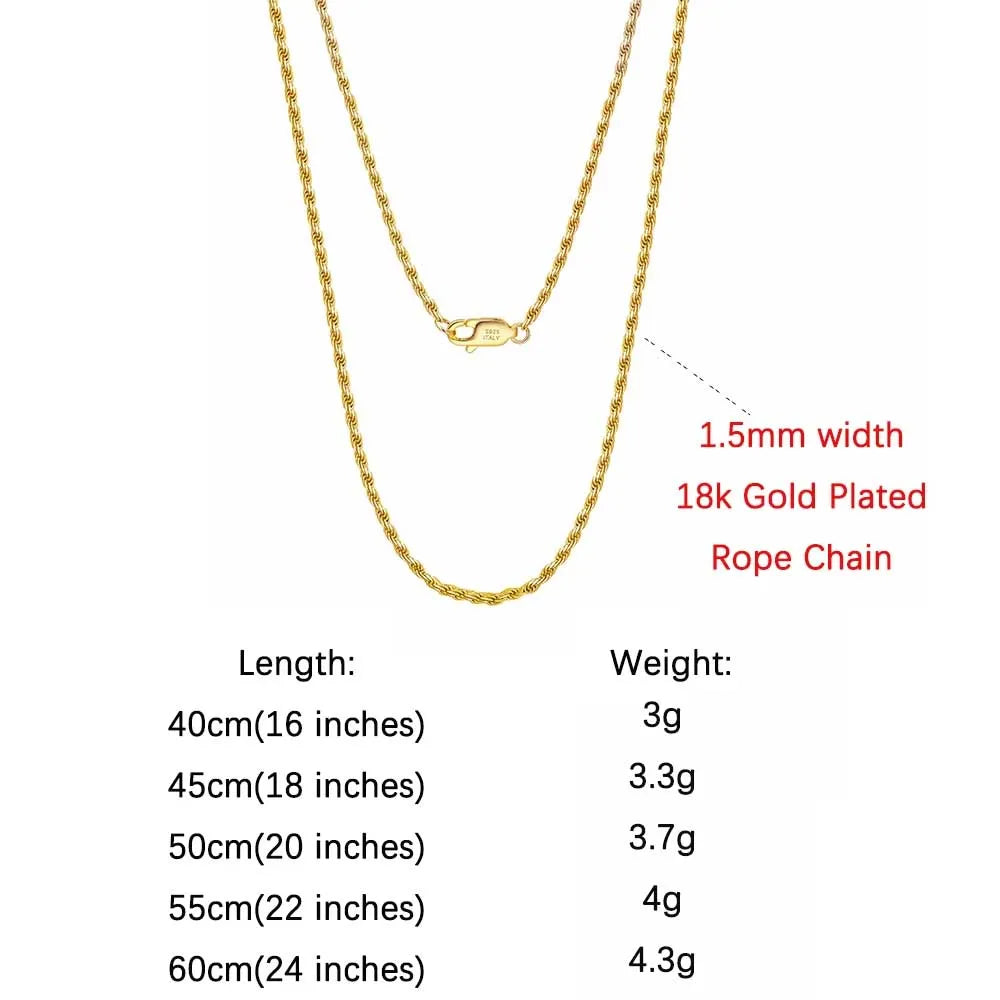 Gold Plated Sterling Silver Diamond-Cut Rope Necklace