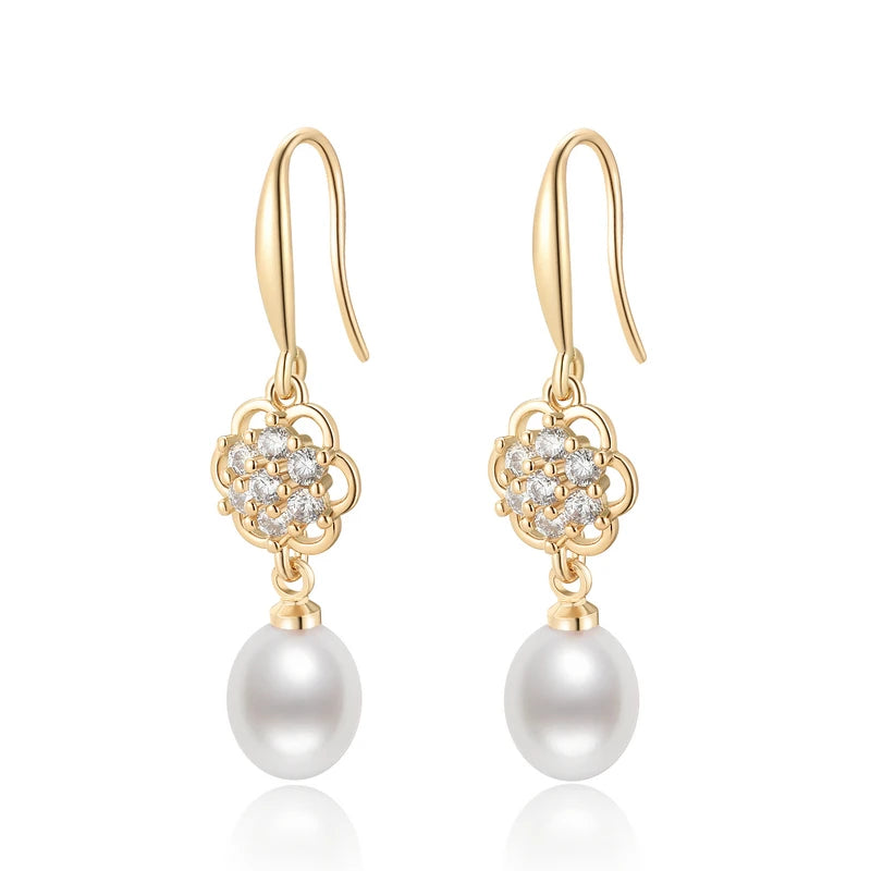Butterfly Bow Pearl Dangle Earrings for Women Luxury Jewelry Gift