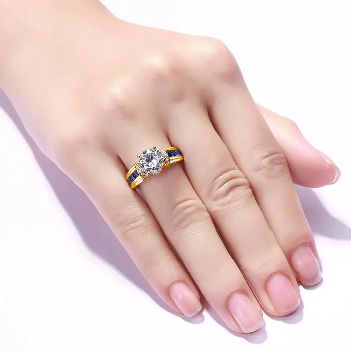 Luxury Moissanite Engagement and Wedding Ring in Sterling Silver