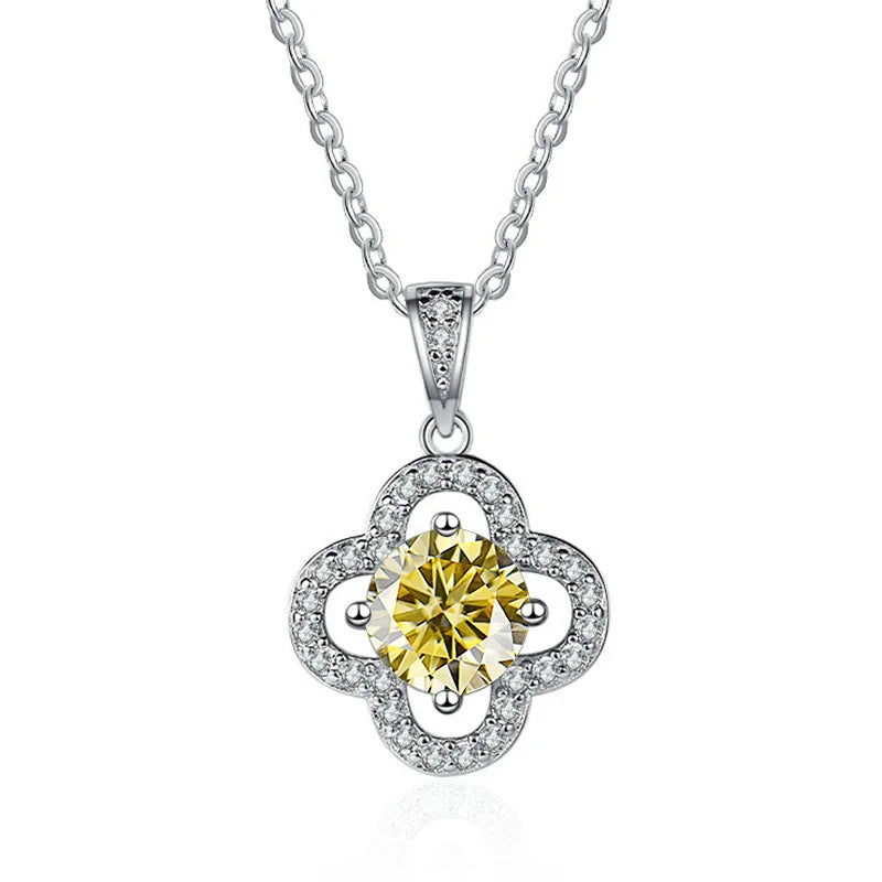 1 Carat Moissanite Pendant Necklace – D Color, 925 Silver