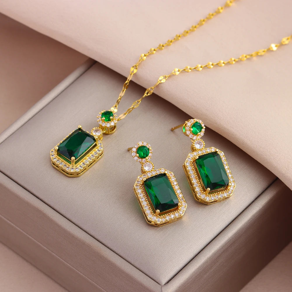 Gold-Plated Necklace & Earrings Set – Women’s Trendy Jewelry