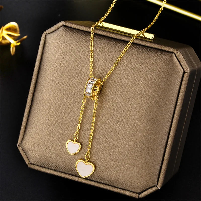 Luxury Zircon Crystal Pendant Necklace – Korean Fashion for Women