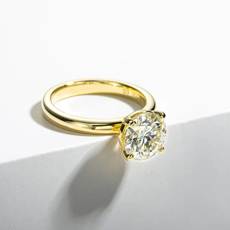 Luxury Moissanite Round Engagement and Wedding Ring in Sterling Silver