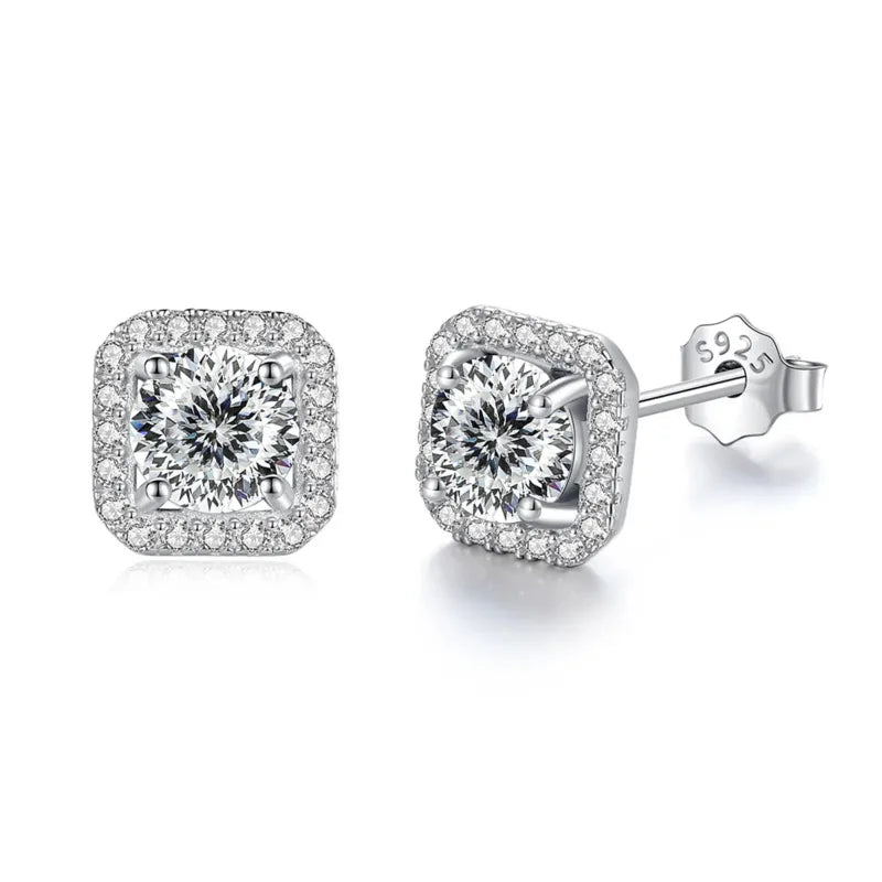 Premium Moissanite Diamond Stud Earrings for Women Sterling Silver